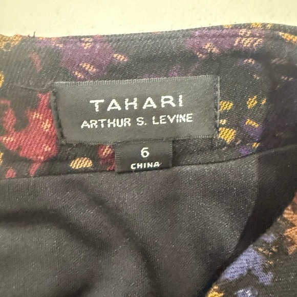 Tahari ASL Levine Black Multi Color Abstract Check Plaid Mock Neck Dress Size 6 - Picture 4 of 7